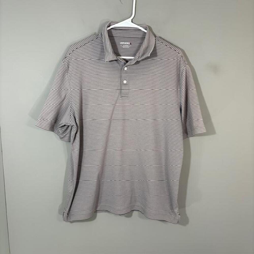 UNTUCKit Axios Polo Shirt Mens XL Gray Stripe 100% Cotton Jersey Casual Top